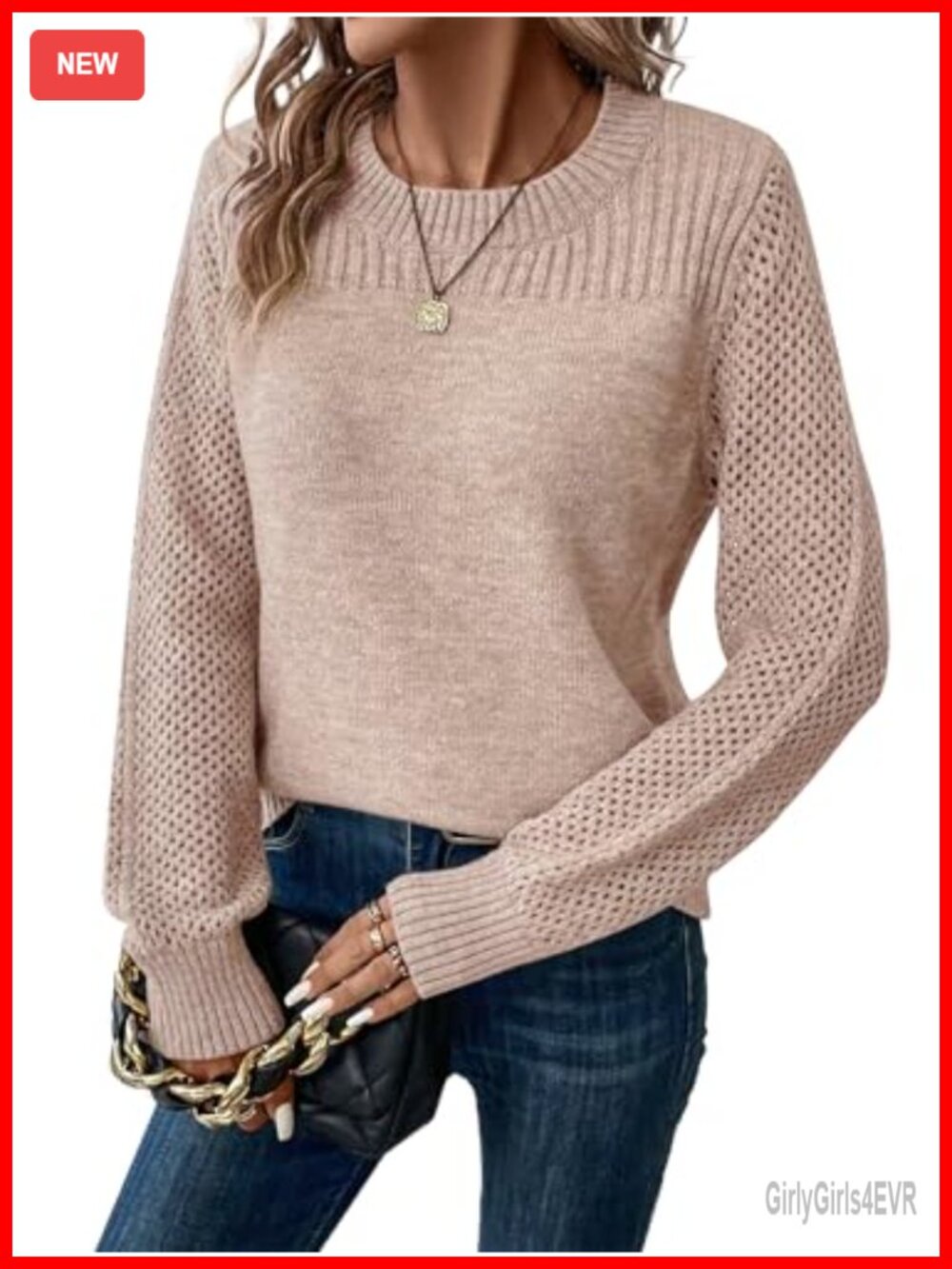 Women's Long Sleeve Knit Pullover Sweater Crew Neck Casual Top